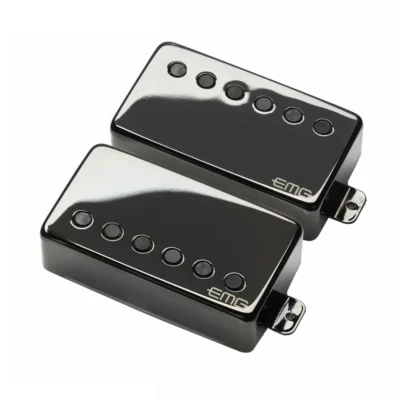 EMG 57/66 Humbucker Alnico Guitar Pickups Set,  Black Chrome Bundle with Long Shaft Pots