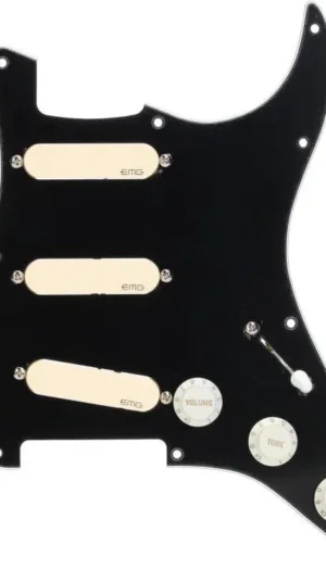 EMG DG20 David Gilmour Pre-Wired Pickguard Black - Ivory pickups