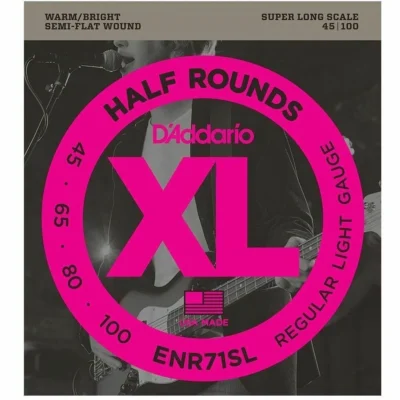 D'Addario ENR71S Half Round Bass Guitar Strings, Regular Light, 45-100, Short Scale