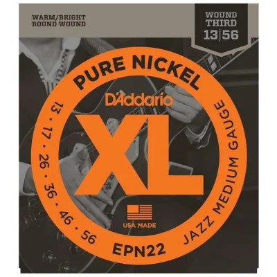 D'Addario EPN22 Pure Nickel Jazz Medium Electric Guitar Strings 13 - 56