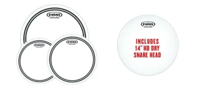 Evans EC2S Clear Fusion Pack (10", 12", 14") with 14" HD Dry Snare Batter