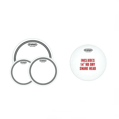 Evans EC2S Clear Rock Pack (10", 12", 16") with 14" HD Dry Snare Batter