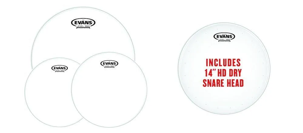 Evans G2 Clear Standard Pack (12", 13", 16") with 14" HD Dry Snare Batter