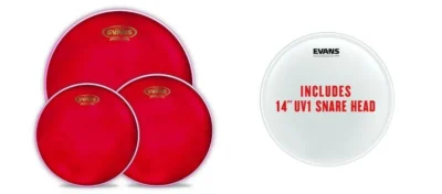 Evans Hydraulic Red Standard Pack (12", 13", 16") with 14" UV1 Coated Snare Batter