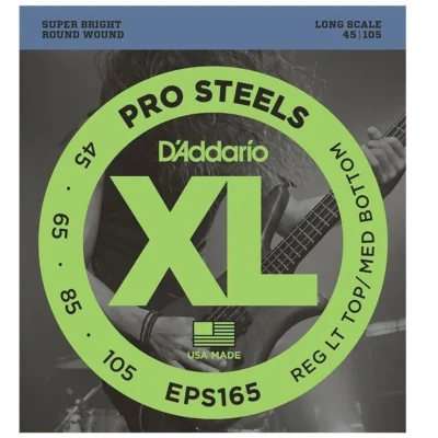 D'Addario EPS165 ProSteels Light Top/Med Bottom Long Scale Bass Strings 45 - 105