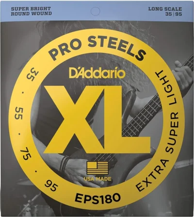 D'Addario EPS180 ProSteels Bass Guitar Strings Extra Super Light 35-95 Long Scal