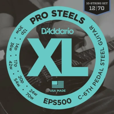 D'Addario EPS500 Pro Steels Pedal Steel Guitar Strings, C-6th 10-String Set