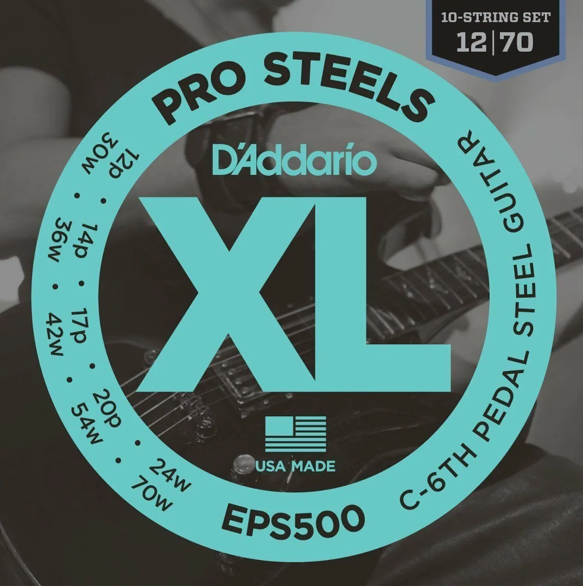 D'Addario EPS500 Pro Steels Pedal Steel Guitar Strings, C-6th 10-String Set