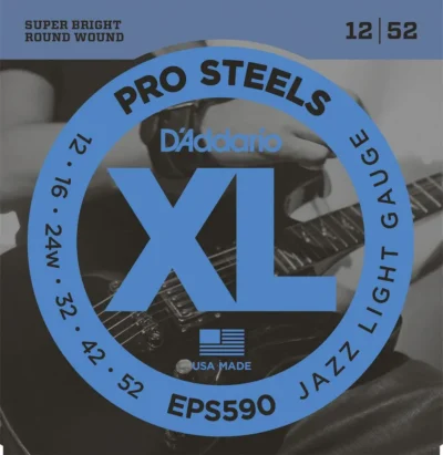 D'Addario EPS590 ProSteels Electric Guitar Strings, Jazz Light, 12-52