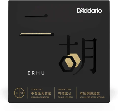 D'Addario ERHU01 Erhu Strings, Set Medium Tension, 10-18 Stainless Flatwound