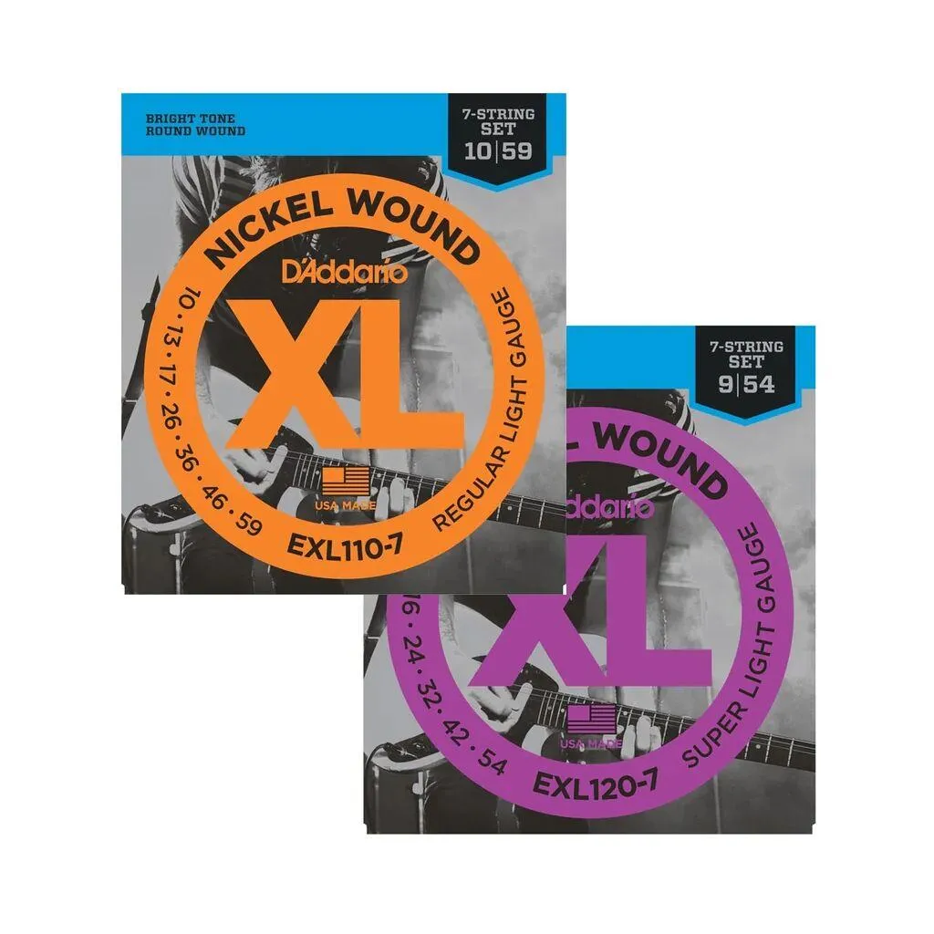 D'Addario EXL-7-String 2 Pack Electric Guitar Strings 10-59 + 9-54