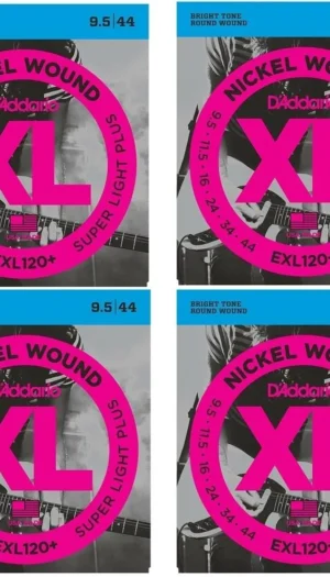 D'Addario 4 Sets EXL120+ Set Super Light Plus Electric Guiar Strings 9.5 - 44
