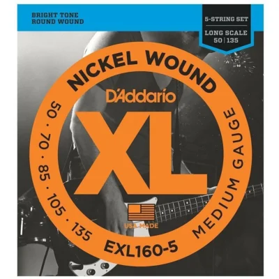 D'Addario EXL160-5 XL 5-String Bass Regular/Long Scale String Set 50-135