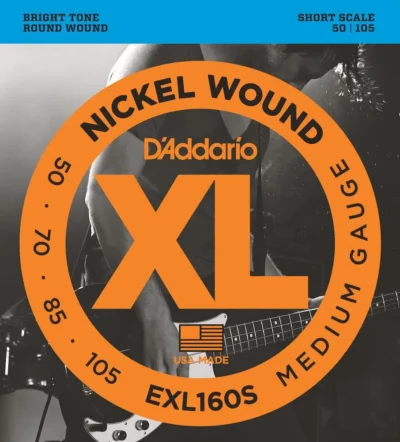 D'Addario EXL160S Nickel Wound Bass Guitar Strings Short Scale 50-105