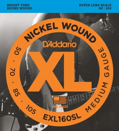 D'Addario EXL160SL Nickel Wound Bass Guitar Strings 50-105, Super Long  Scale