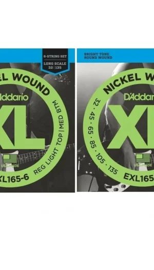 2 x D'Addario EXL165-6 Regular Light Top Medium Bottom 6-string 32 - 135