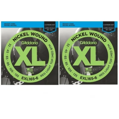 2 x D'Addario EXL165-6 Regular Light Top Medium Bottom 6-string 32 - 135