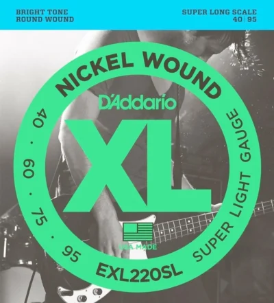 D'Addario EXL220SL  Bass Guitar Strings, Super Light, 40-95, Super Long Scale