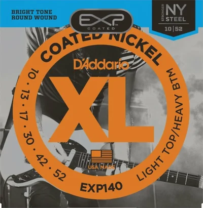 D'Addario EXP140 Coated Nickel Plated Steel LT/HB Electric Strings 10 - 52