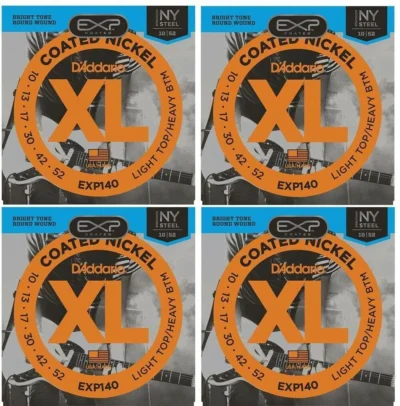 4 sets D'Addario EXP140 Coated  Steel LT/HB Electric Guitar  Strings 10 - 52
