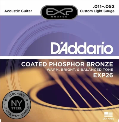 D'Addario EXP26 Coated Phosphor Bronze Custom Light Acoustic Strings 11-52