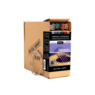 D'Addario EXP26 Coated Phosphor Bronze Acoustic Guitar Strings, Light, 11-52, 25 Sets