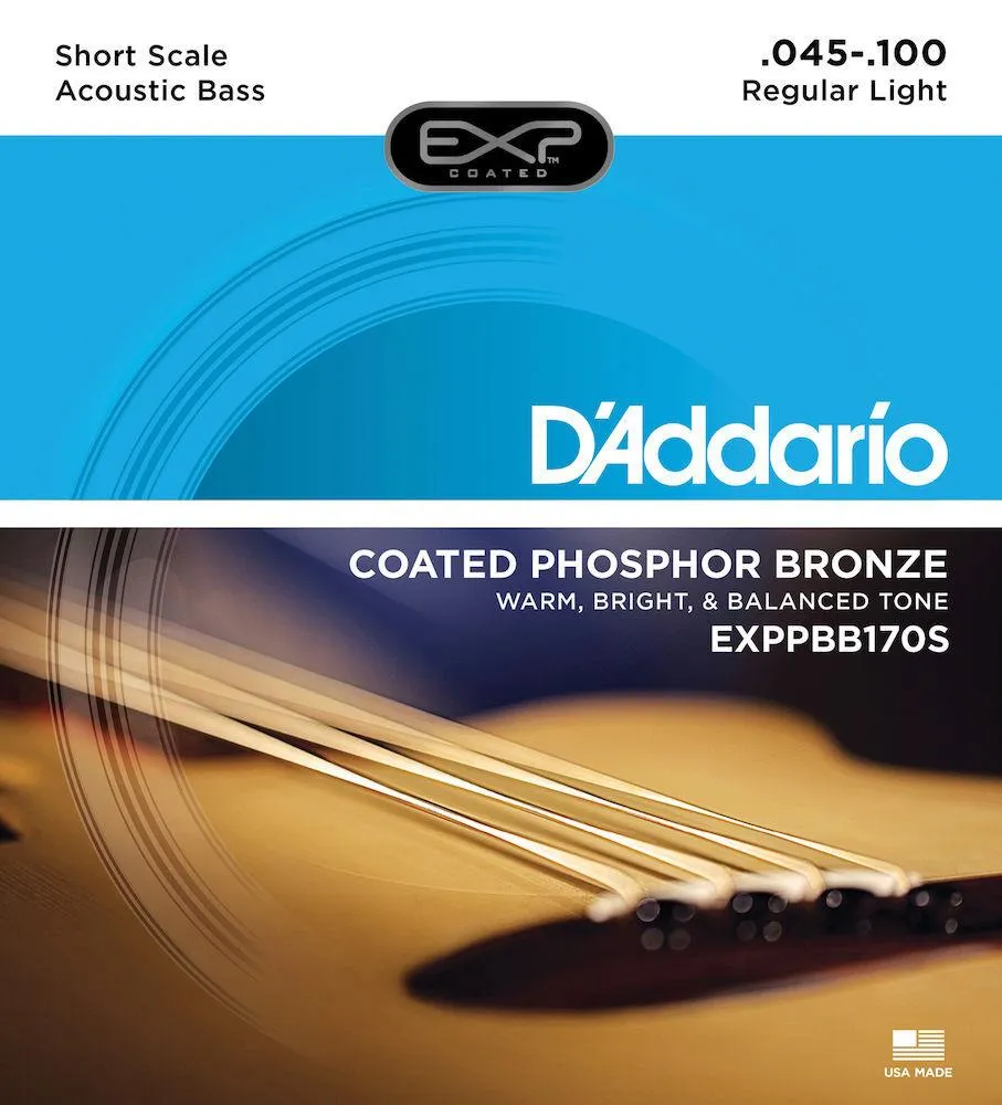 D'Addario EXPPBB170S Phosphor Bronze Coated Acoustic Bass Strings, Short Scale, 45-100