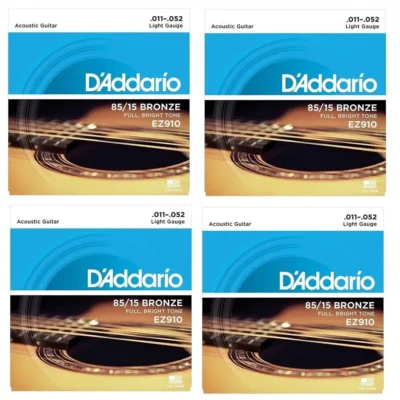 D'Addario 4 SETS 85/15 American Bronze Guitar Strings Light 11-52 - EZ910