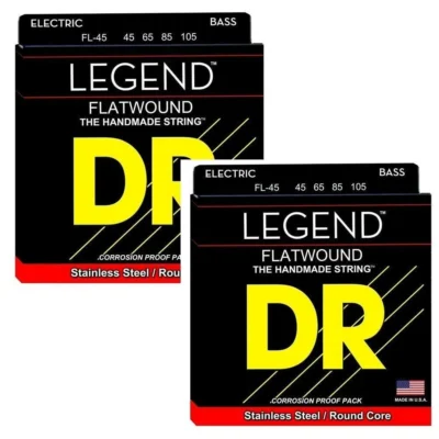 2 sets DR Strings Flatwound Legend Electric Bass Guitar Strings Medium 45 - 105