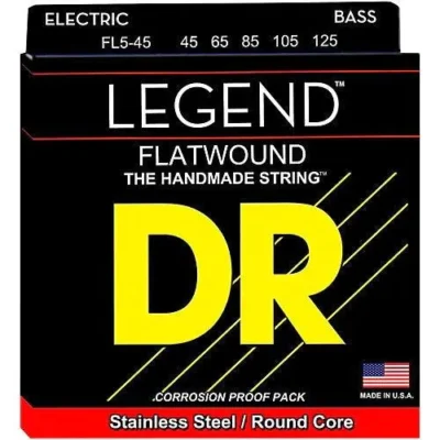 DR Strings Flatwound Legend 5-String Bass Guitar Strings Medium 45 - 125