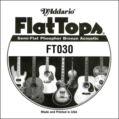 D'Addario FT030 Semi-Flat Phosphor Bronze Acoustic Guitar Single String, .030