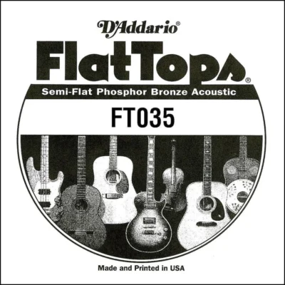 D'Addario FT035 Semi-Flat Phosphor Bronze Acoustic Guitar Single String, .035