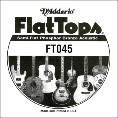 D'Addario FT045 Semi-Flat Phosphor Bronze Acoustic Guitar Single String, .045