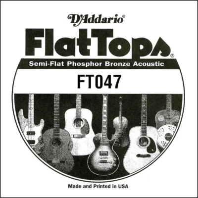 D'Addario FT047 Semi-Flat Phosphor Bronze Acoustic Guitar Single String, .047