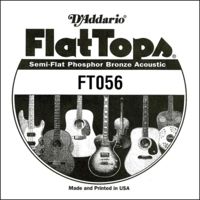 D'Addario FT056 Semi-Flat Phosphor Bronze Acoustic Guitar Single String, .056