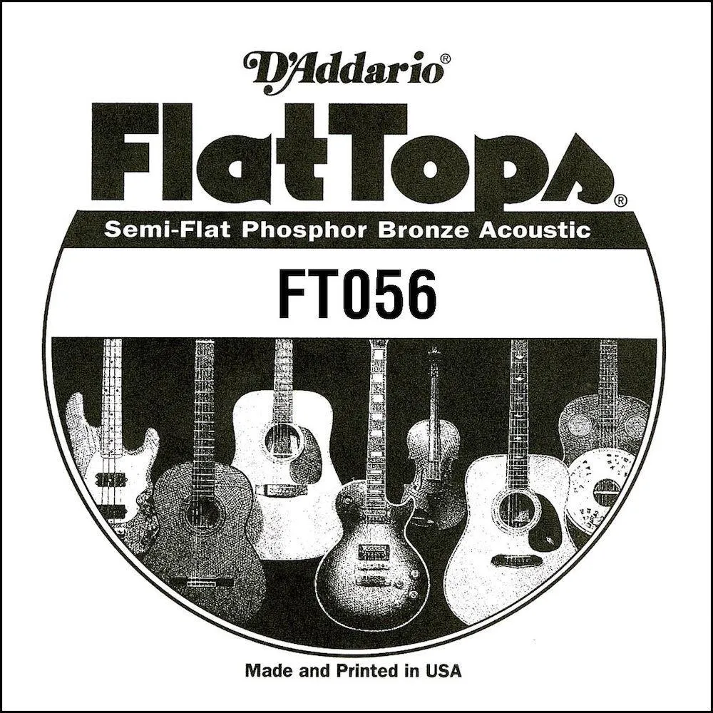 D'Addario FT056 Semi-Flat Phosphor Bronze Acoustic Guitar Single String, .056