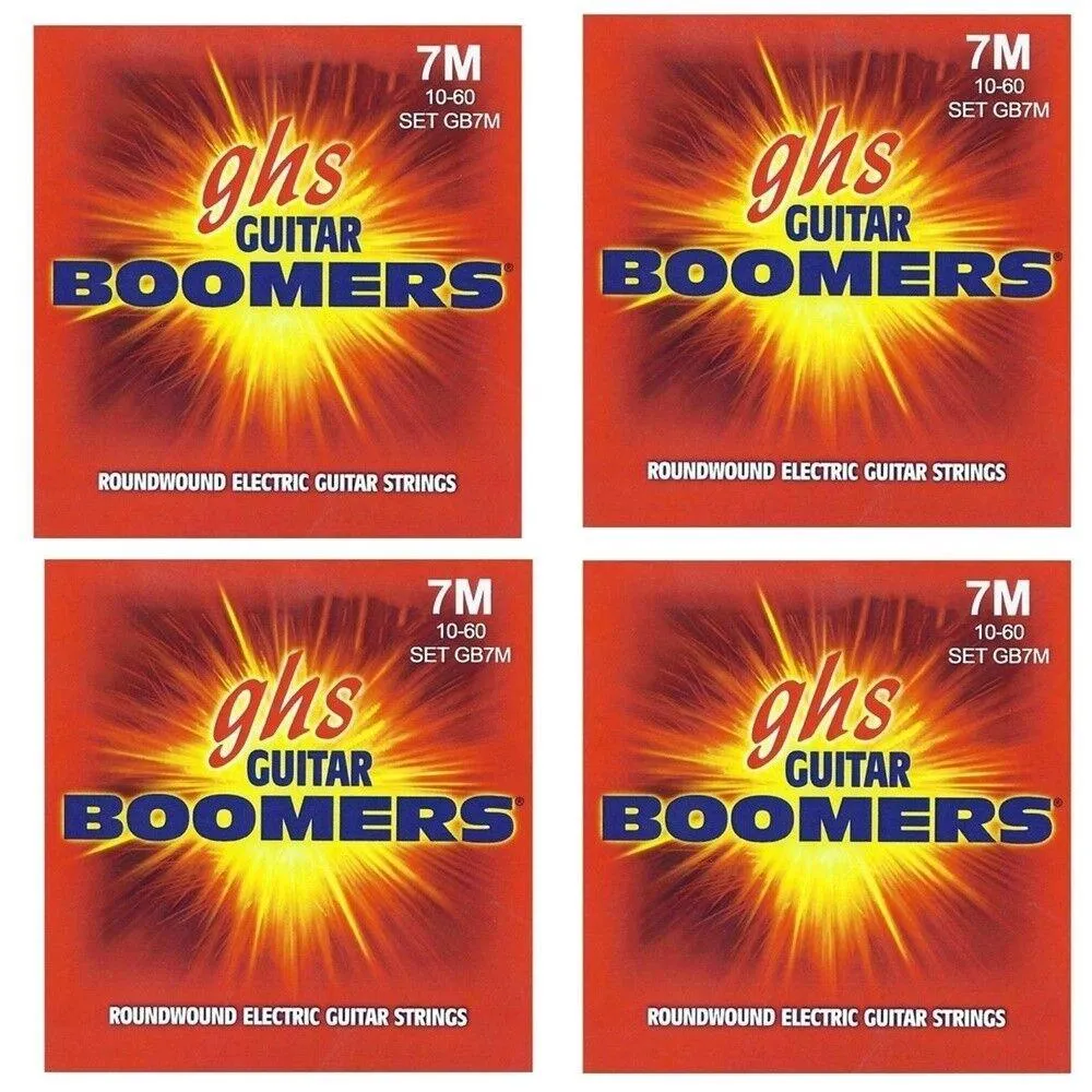 GHS Boomers 7 String Roundwound Electric Guitar Strings 10 - 60 4 SETS