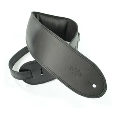 DSL Padded Garment Leather Guitar Strap 3 1/2" Black/Black Hand Made Australia