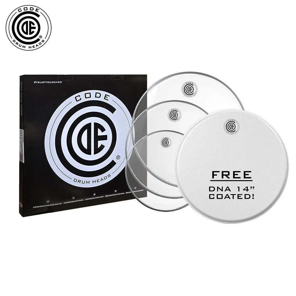 Code Generator Clear Fusion Pack - 10,12,14 with Free Snare DNA 14" Head