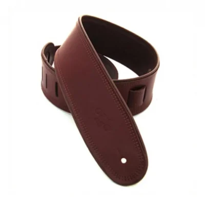 DSL Premium Leather Guitar Strap 2.5" Maroon/Brown Roll Edge