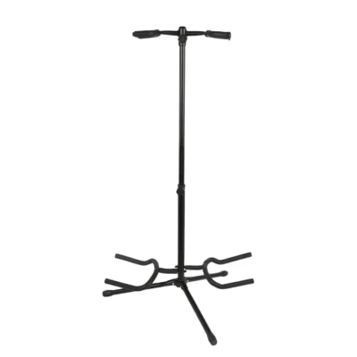 BBT Foldable Double Tripod Acoustic / Electric Guitar Stand - Black - Holds 2 Guitars