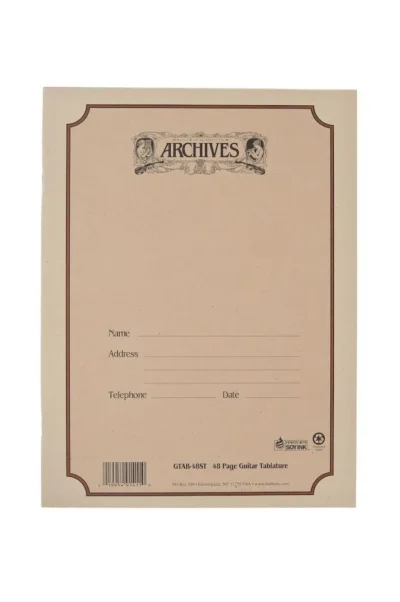 Archives Standard Bound Manuscript Paper Book, Guitar Tab, 48 Pages