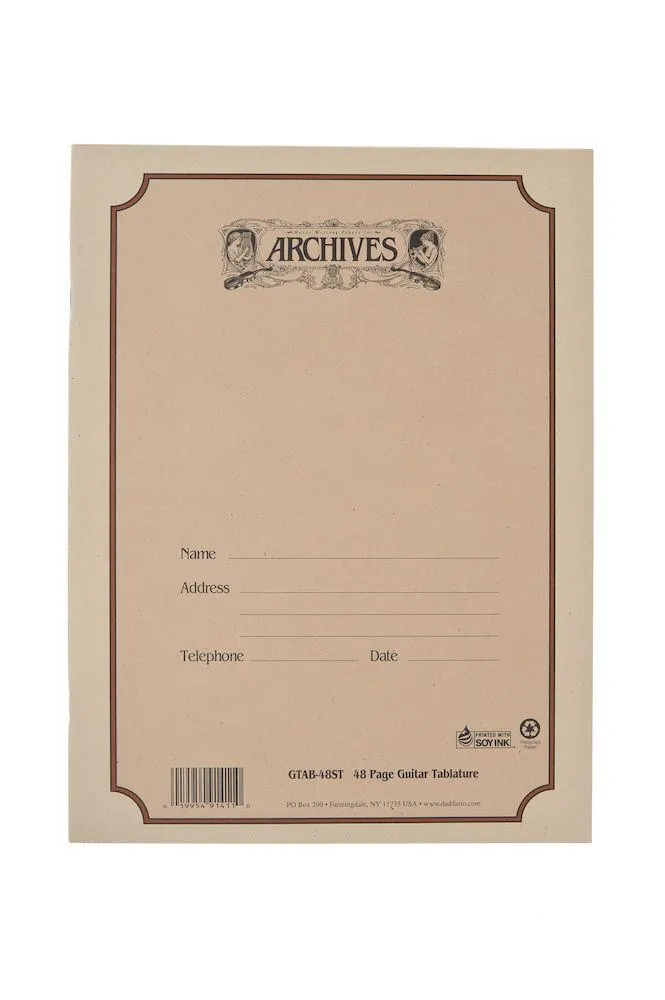 Archives Standard Bound Manuscript Paper Book, Guitar Tab, 48 Pages