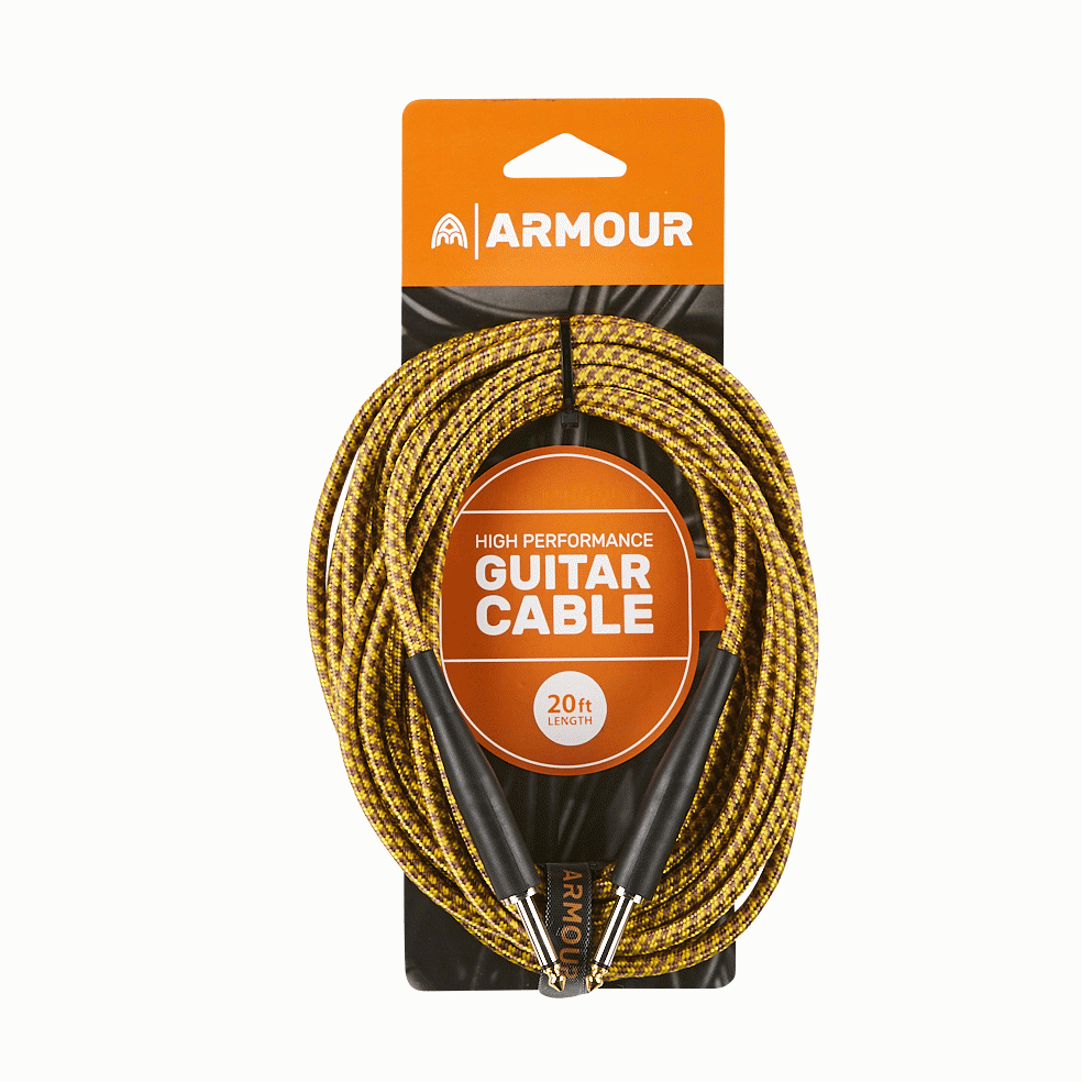 Armour GW20G 20 Foot Guitar Instrument Cable - Woven Gold Rope