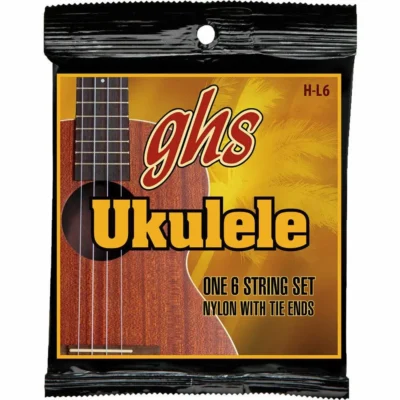 GHS Lili'u Black Nylon/Silverwound Ukulele Strings 6-String Set,Tie End,
