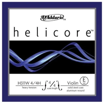 D'Addario Helicore Violin Single Wound E String  4/4 Scale, Heavy Tension H311W