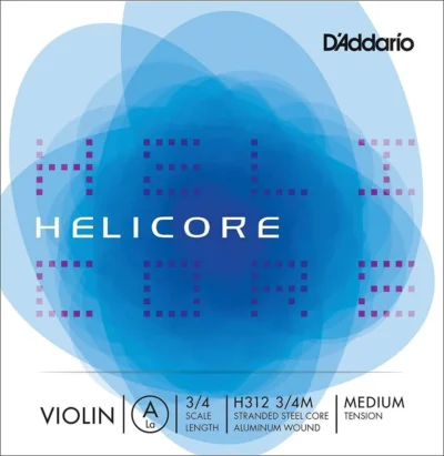 D'Addario Helicore Violin Single A String, 3/4 Scale, Medium Tension