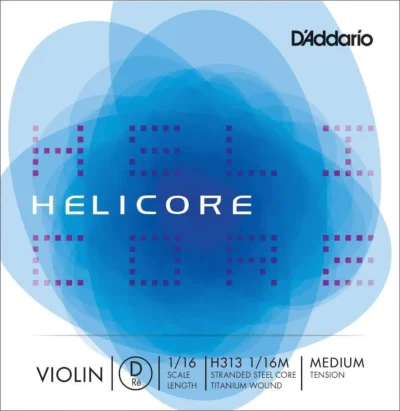 D'Addario Helicore Violin Single D String, 1/16 Scale, Medium Tension
