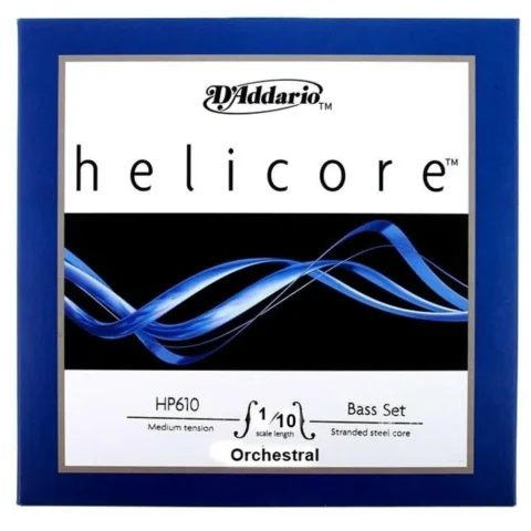 D'Addario Helicore Double Bass Strings Set, 1/10  Scale Orchestral Medium  H610