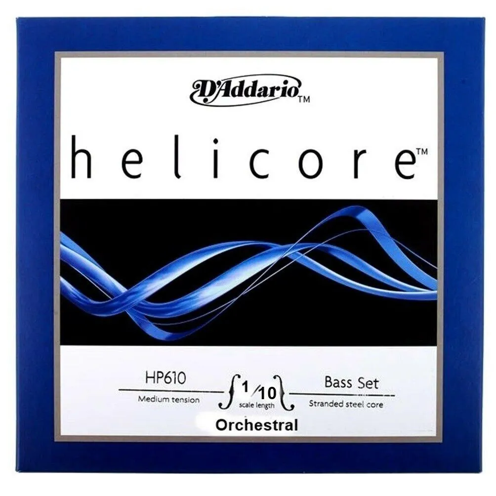 D'Addario Helicore Double Bass Strings Set, 1/10 Scale Orchestral Medium H610